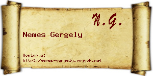 Nemes Gergely névjegykártya
